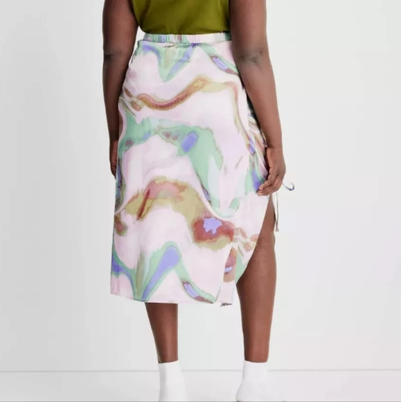 Future Collective Marbled Silk Curved Hem Midi Skirt - Picture 16 of 16